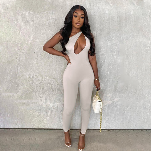 Asymmetrical Neck Jumpsuit